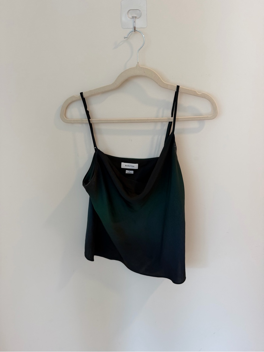 Babaton Black Satin Cowl Neck Spaghetti Strap Cami